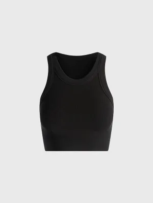 ALO BLK SEAMLESS DELIGHT HIGH NECK BRA