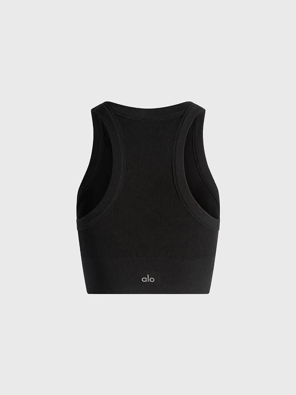 ALO BLK SEAMLESS DELIGHT HIGH NECK BRA