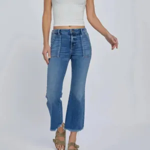 Happi Cargo Flare Jean In Medium Dark Wash