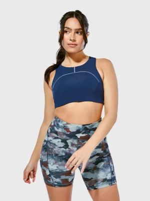 LULULEMON BLUE TOUGH TRAIN HIGH NECK BRA