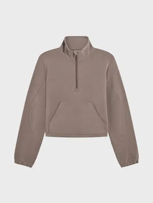 LULULEMON TAUPETASTIC BRUSHED SOFTSTREME HALF ZIP