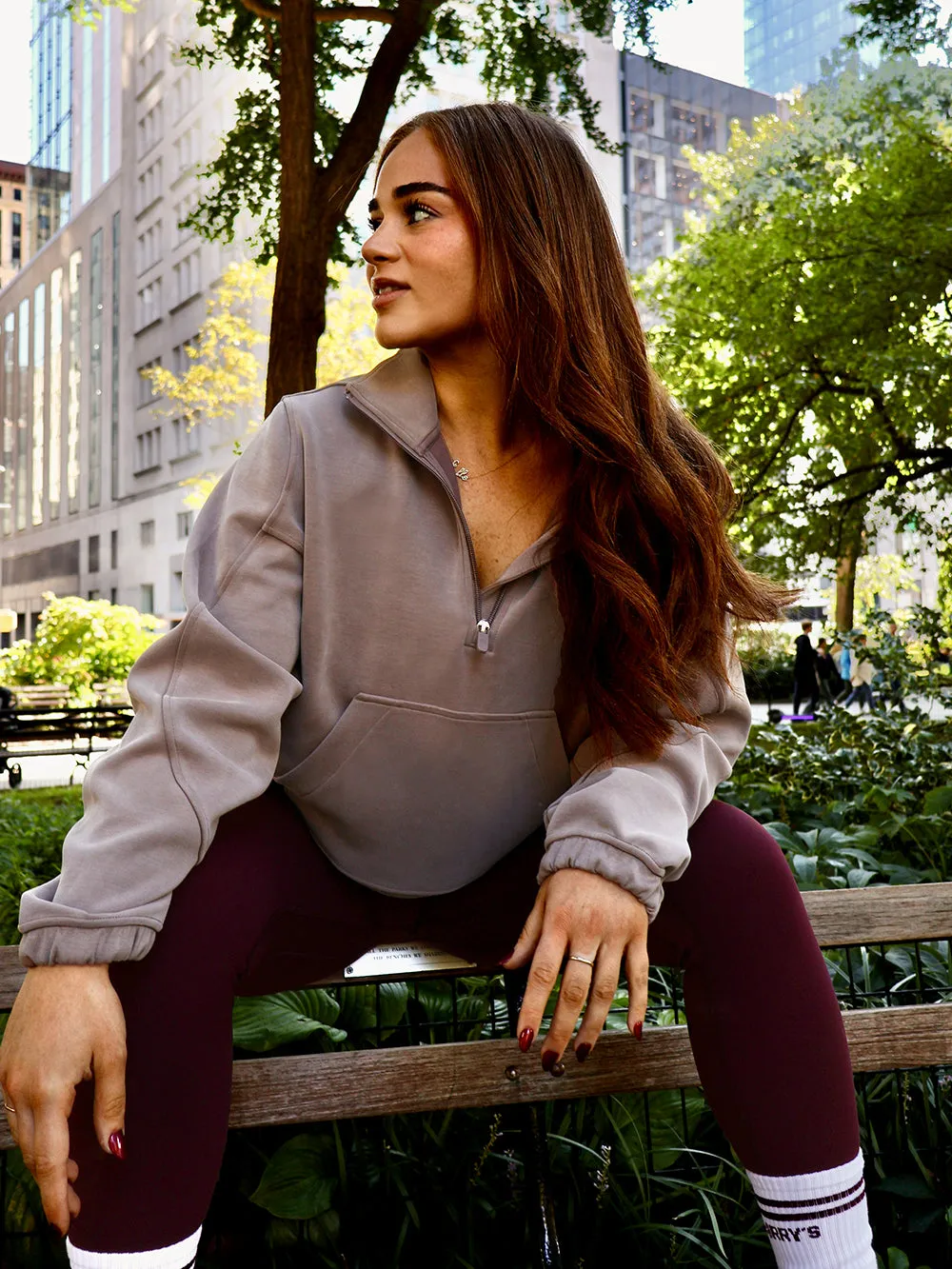 LULULEMON TAUPETASTIC BRUSHED SOFTSTREME HALF ZIP