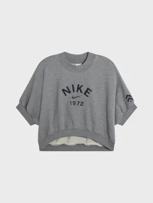 NIKE FLEECE CREW-NECK SHORT SLEEVE CARBON HEATHER