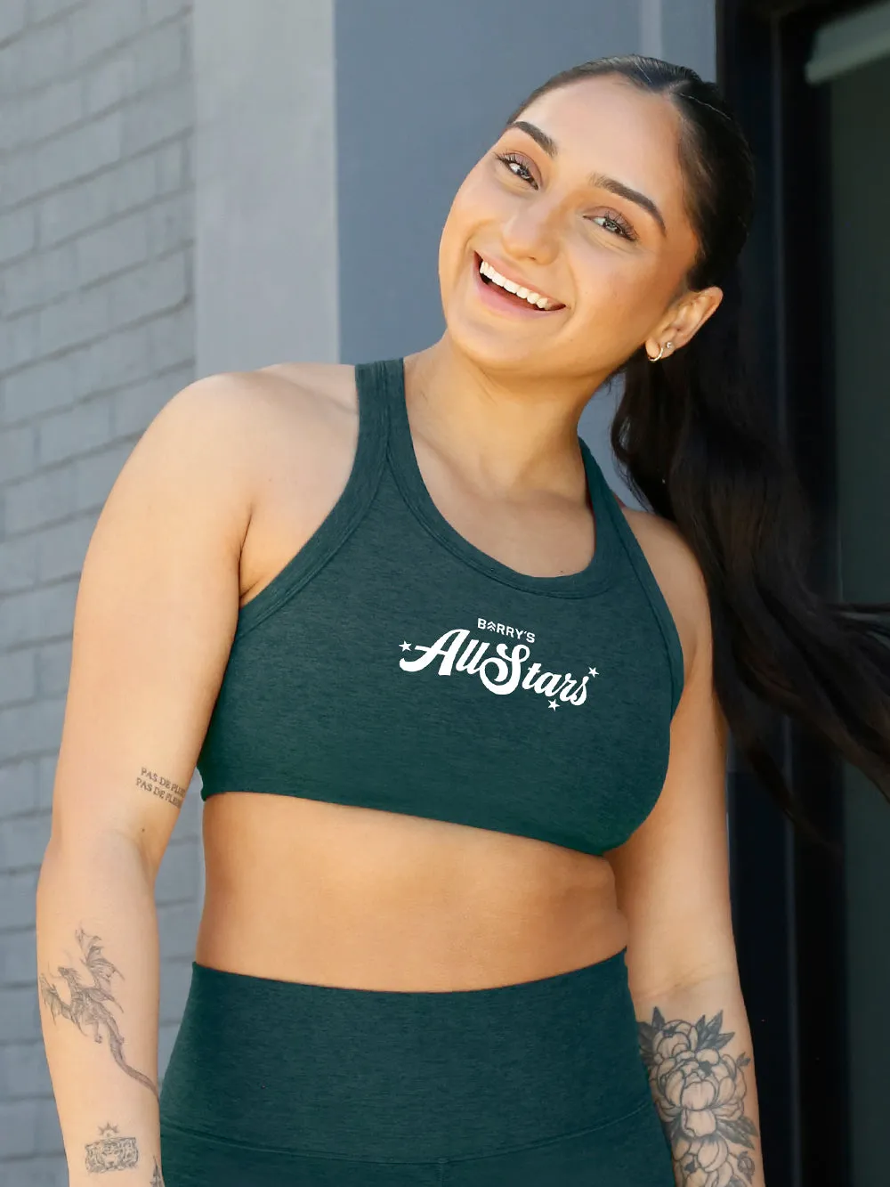 VUORI MOSS HEATHER ELEVATION RACER BRA